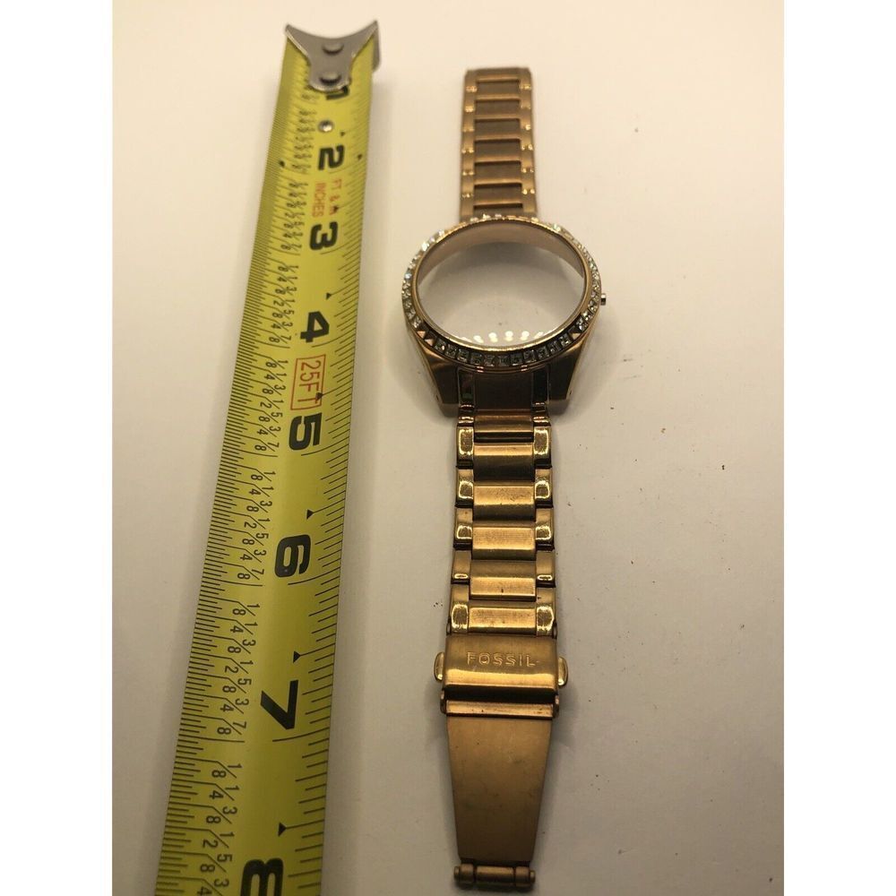 Fossil Watch Parts Case 40mm Band 20mm clasp Crystal Rose Gold Tone GY287